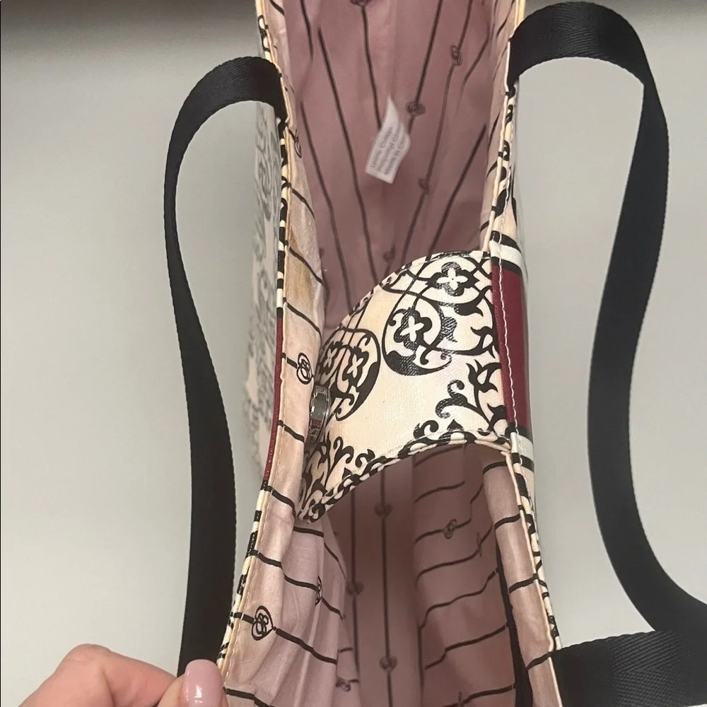 Brighton Cream and Burgundy Patterned Large Tote